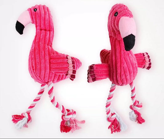 New Amazon Popular Pet Dog Toy Bite-resistant Molar Sound Plush Cotton Rope Pet Supplies Flamingo